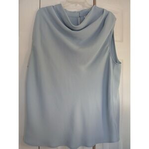 Aritzia Babaton  Sleeveless Blue Blouse Drape Neck Sz XL